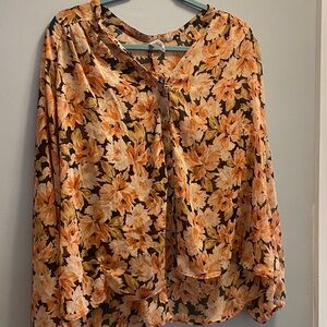 Mango Women's Floral Blouse - Orange and Brown